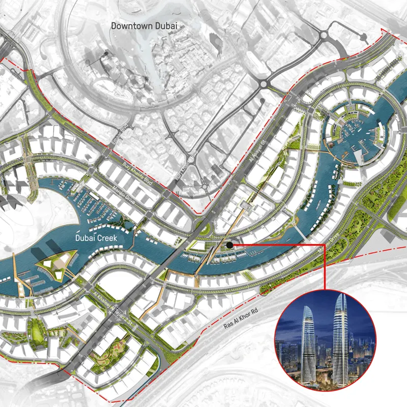 DAMAC Canal Heights location image