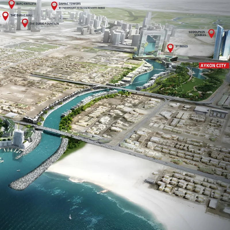 Damac AYKON City Tower C Location Image